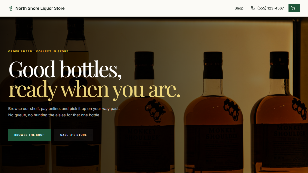 Screenshot of Liquor & Wine Shop with Pickup Ordering